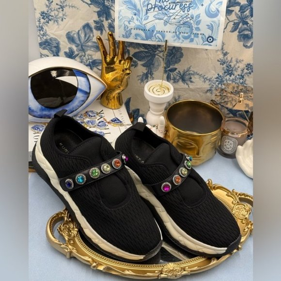 🆕 KURT GEIGER LONDON 🧿 NWOB Lond Knit Jewel Sneakers, Black - Sz EU40.5 US 9.5 - Picture 6 of 14